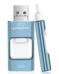 ZARMST 128GB USB Flash Drive for Phone, Multifunction USB Stick with iOS/USB 3.0/Type-C/Micro USB Port, 4 in 1 Thumb Drives Pendrive for Phone/Pad/Android/PC/Computer, Blue