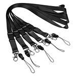 5 Pack Neck Lanyards with Detachable Buckle for Mobile Cell Phones, Music Devices, USB Flash Drives, Keys, ID Card (Black)