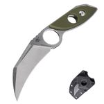 Mastiff Gears® Sanrenmu (SRM) S615 Full Tang Fixed Raptor Claw Knife w/Molded Polymer Sheath, 7", 8Cr13Mov Stainless Steel EDC Tactical Knife for Outdoor,Hunting,Survival (Sliver/Olive G10)