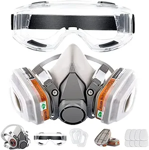 RBLCXG Respirator Reusable Half Face Cover Gas Mask with Safety Glasses, Filters for Painting, chemical, Organic Vapor, Welding, Polishing, Woodworking and Other Work Protection