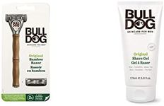 Bulldog Original Bamboo Razor Handle and 2 Refills, 1 count (NEW) and Skincare For Men Original Shave Gel, 175 Milliliters
