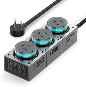 Mfish 240W GaN Charging Station, Super-Fast 7-Port Power Station, USB C Charger Block with RGB Ambient Lighting, Power Strip for MacBook, iPhone 16/15/14, Galaxy, and More (Silver)