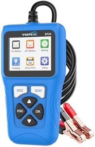 Veepeak Car Battery Tester 12V/24V, 100-2000 CCA Auto Battery Load Tester Analyzer with Cranking and Alternator Test for Cars, SUVs, Trucks, Boats and Motorcycles