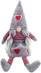 Amosfun Female Christmas Gnomes Figurines Scandinavian Swedish Tomte Santa Doll Xmas Figures Stripe Long Leg Doll Holiday Decorations for Home Winter Table Ornament
