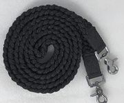 SHOWMEN CRAFT 8' Braided Cotton Rein for Horse Headstall with Snaps Soft and Durable Reins-Black