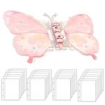 HASTHIP® Pink Butterfly Acrylic Photo Album 3-Ring Binder with 20 Pages - Detachable Photocard Sleeves for Polaroid Photos, Family Pictures, Postcards, Perfect Gift for Birthdays & Holidays