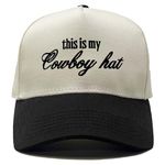 Funky Junque Two Tone Vintage Canvas Snapback Hats Men Women Trendy Embroidered Trucker Baseball Cap Funny Adjustable, This is My Cowboy Hat - Black/Beige, One Size