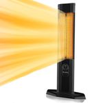 Luxeva Infrared Heater Carbon Parking, Outdoor Heater, IP44 Waterproof Electric Patio Heater, 2000 W Thermostat Cover, Aluminium Housing, Tilt Protection for Indoor and Outdoor Use, Black