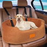 Dog Car Seat for Small & Medium Dogs, Elevated Dog Booster Seat, Detachable and Washable Pet Car Seat (Dog Booster Car Seat Back, Brown)