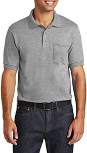 JustBlanks Mens Cotton Golf Polo Shirts for Men Short Sleeves Mens Polo Shirts with Pocket Core Blend Jersey Knit - Athletic Heather - 3XL