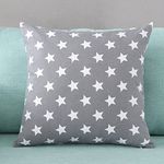 TAOSON Five-pointed Star Pattern Cushion Cover Pillow Cover Pillowcase Cotton Canvas Pillow Sofa Throw White Printed Linen with Hidden Zipper Closure Only Cover No Insert 18x18 Inch 45x45cm Deep Grey