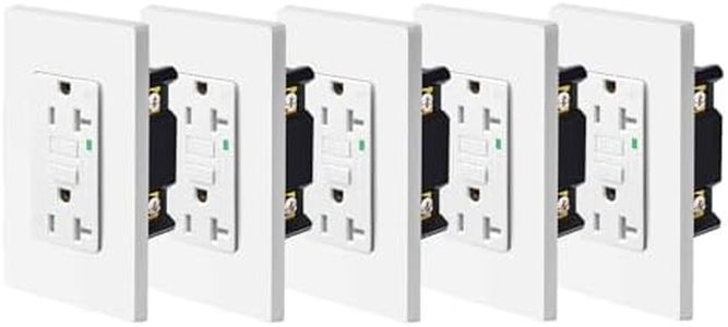 NineLeaf 5 Pack Tamper-Resistant（TR) Weather-Resistant（WR） GFCI Outlet Receptacles (20A,125V), Slim Design, LED Indicator, Decorative Wall Plates and Screws Included, ETL Certified, White