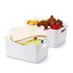 BigTron Storage Bin with Handle-Home Organizers Basket for Kitchen Pantry, Bathroom Vanity, Laundry, Health, Refrigerator and Beauty Product, Under Cabinet Caddy (Large - 2 Pack, White)