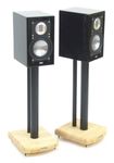 MOSECO 5 Black and Natural Bamboo Speaker Stands