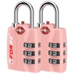 Forge Luggage Locks TSA Approved Luggage Locks, Small TSA Locks with Zinc Alloy Body, Open Alert, Easy Read Dials, for Travel Suitcase, Bag, Backpack, Cases, Lockers. Pink 2 Locks.