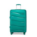 Kono 55x40x20cm Hand Cabin Luggage Lightweight Polypropylene Hard Shell Carry On Suitcase Trolley with TSA Lock Spinner Wheels (Turquoise)