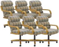 Chromcraft Set of 6 Swivel Tilt Chairs, Ultra Comfy Kitchen Chairs Wooden Cap and Wheels for Kitchen Room