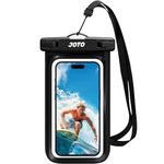 JOTO Universal Waterproof Pouch Case Cellphone IPX8 Dry Bag for iPhone 15 14 13 Plus Pro Max Mini, 12 11 Pro Max Xs Max XR X 8 7 6S Plus SE, Galaxy S20 S20+ S10 Plus Note, Pixel up to 7" -Black