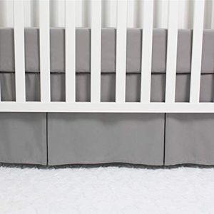 CaSaJa Microfiber Baby Crib Skirt with Box Pleated Long Sides, Soft Breathable Dust Ruffle Fits Standard Crib and Toddler Bed, Neutral Color for Baby Boys and Girls, 14 inches Drop, Grey