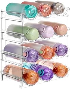 Vtopmart Clear Water Bottle Organizer, 4 Pack Water Bottle Storage Rack Plastic, Stackable Water Bottle Holder, Cup Organizer for Kitchen Cabinet, Kitchen Storage Accessories, Fridge, Hold 12 Bottles