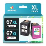 INKONSJOY for HP 67XL Ink Cartridges Black/Color Combo Pack Remanufactured for HP 67 Ink Cartridges for DeskJet 2700 2725 2752 2755 2755e Plus 4100 4152 4155 4140 Envy 6000 6055 6052 Pro 6400 6455