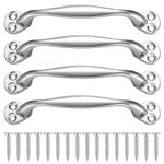 Heozhuyi 4 Pcs Doors Pull Handles, Sliding Barn Door Handles, Retro Bow Shaped Garden Gate Garage Shed Cabinets Door Grab Handles, with Screws - 129 mm (Silver)