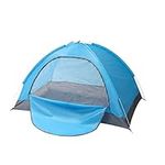 POP UP Tent Camping 1 Man Blue with Black Trim Dome 2m x 1.2m Lightweight Portable Waterproof Windproof UV Protection Beach Outdoor Traveling Festival Fishing