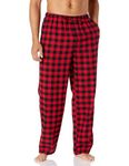 Amazon Essentials Men's Flannel Pyjama Trousers (Available in Big & Tall), Red Buffalo Plaid, L