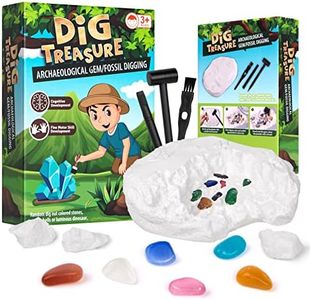 Gemstone Gem Dig Kit, Crystals Digging Set, Educational DIY Toys Science Kit-Dig Up Unique Real Gemstone, Geology Archaeology Gifts for Boys Girls Kid Toys