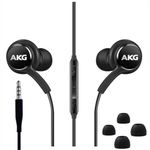 2022 in-Ear Headphones Stereo Headphones for Samsung Galaxy S10, S10E, S10+, S8, S8+, S9, S9+, Note 9- Designed by AKG - 3.5 mm Jack with Microphone and Volume Buttons (Black)