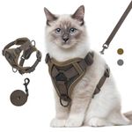 VavoPaw Cat Harness and Leash Set for Walking, Adjustable Kitten Vest Harness with Reflective Strip Breathable Mesh, Escape Proof Soft Pet Safety Vest for Cats, Kittens, Puppies, M Coffee