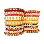 Rajasthani Rajwadi Rajputi Multicolor/5 colour Bangles/chuda set for Women Girls Trending Design (Sunflower with TLK siders, 2.6)