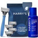 Harry's Razors for Men - Men's Razor Set with Indigo Blue Handle, 5 Razor Blade Refills, Travel Blade Cover, 60ml Shave Gel
