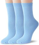 Hotlley TZYDMN Women's Casual Socks Comfortable Crew Ankle Socks 3 Pairs (Light Blue)