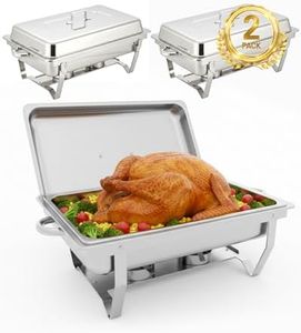 9L Chafing Dish Buffet with Covers, Chafing Dish Stainless Steel Food Buffet Warmer Pan, Buffet Servers and Warmers for Catering Event Party Banquet (2 PCS 1 Trays)