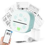 Zeitel® Mini Thermal Printer 20mm/s High Speed Label Maker Portable Pocket Printer Machine for iOS & Android Mobile Bluetooth Monochrome Small Printers for Students with 3 Rolls HD Thermal Print Paper