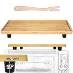 Bamboo Wood Cutting Boards for Mini Smart Toaster Oven Air, Compatible for Breville 860 BSS/845BSS Countertop Oven with Heat Resistant Silicone Feet, Creates Storage Space and Protects Oven Stovetop