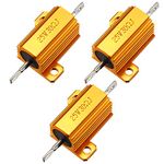 sourcingmap 25W 30 Ohm 5% Aluminum Housing Resistor Screw Tap Chassis Mounted Aluminum Case Wirewound Resistor Load Resistors Gold Tone 3 Pcs