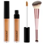 PHOERA Concealer, Lightweight, Full Coverage, Long Lasting, Corrects, Hydrates, Highlights, Matte Finish, All-Day Wear,with Concealer Brush(107#WALNUT)