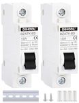 DIHOOL Miniature Circuit Breakers, 2pcs 15 Amp 12-240V DC Disconnect Switch, AC DC Universal din Rail Mount Circuit Breaker