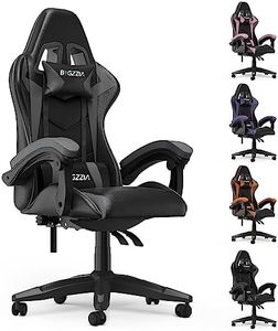 bigzzia Gaming Chair Office Chair Desk Chair Swivel Heavy Duty Chair Ergonomic Design with Cushion and Reclining Back Support (Gray)