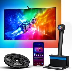 Smart LED TV Backlights with Camera for 75-85 inch TVs, 16.4ft RGB+IC Immersion TV Lights, Sync to Music, Scene Mode, Compatible with Alexa & Google Assistant, App Control, WiFi Strip Lights