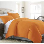 Celine Linen Wrinkle & Fade Resistant 3-Piece Duvet Cover Set - Protects and Covers Your Comforter - Duvet Insert, 1500 Series Luxurious - Silky Soft, Full/Queen, Elite Orange