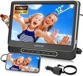 Car DVD Player, WONNIE 12" Portable DVD Player with Headrest Mount, Support 1080P/MP4 Video, HDMI Input/Output, AV Out, AC Adapter, Car Charger, USB Card Reader, Last Memory, All Regions