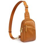 S-ZONE Small Genuine Leather RFID Blocking Small Sling Bag for Women Men Hiking Daypack