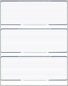 Business Voucher Check Stock - Computer Laser Checks - 3 Checks Per Page, 1000 Sheets/3000 Checks, Blue Pinstripe