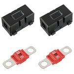 BOJACK 2 Pcs ANS Car Fuse Holders and 2 Pcs High Current Bolt-on Midi Fuses 50A Amp for Cars Trucks Vehicles