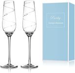 Parihy Champagne Flutes Glasses Set of 2, Bride and Groom Champagne Flutes, Wedding Toasting Flutes Wraparound Hand-Cut Design Embellished with Crystals, Anniversary Party Birthday Banquets Gifts