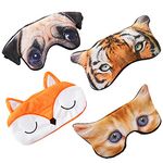 Set of 4 Blindfolds, Cute Sleep Eye Masks, Animal Eye Masks for Sleeping, Blindfolds for Games, Soft Fluffy Sleep Shade Cover, for Kids Men Women Plane Travel Nap Night Sleeping