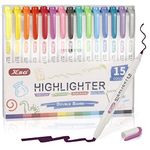 Highlighter Pens Collection Set, Pastel Highlighters,Double Ended Highlighter, Broad and Fine Tips,Warm Assorted Colours,Pack of 15